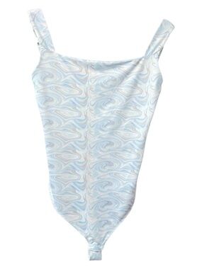 Le Lis Bodysuit Marbled Blue with back cut out size large